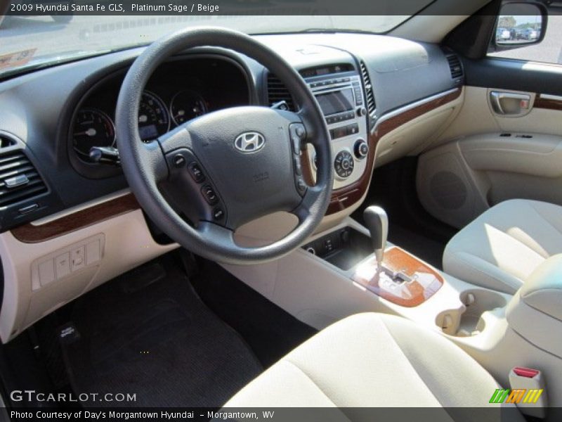 Platinum Sage / Beige 2009 Hyundai Santa Fe GLS