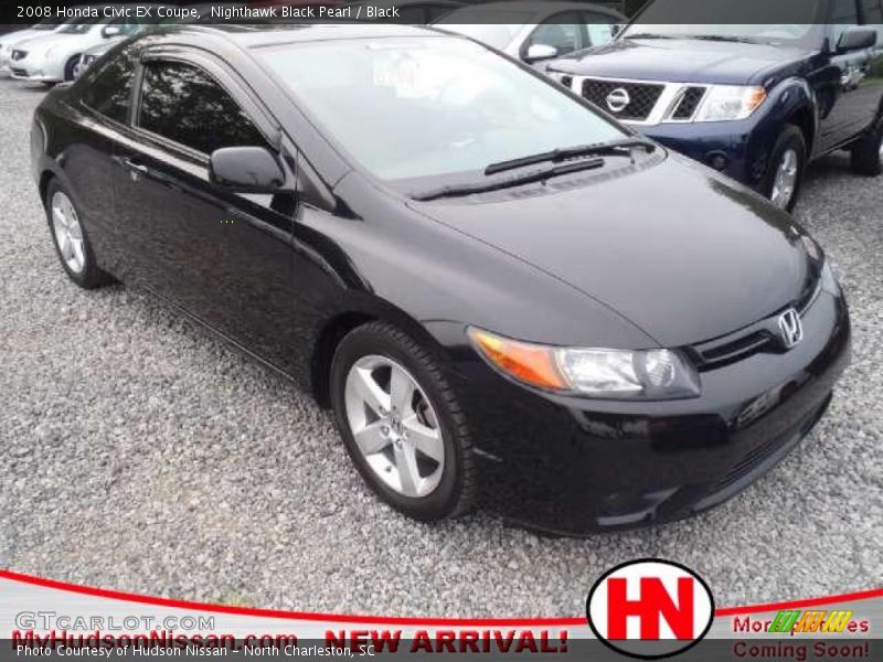 Nighthawk Black Pearl / Black 2008 Honda Civic EX Coupe