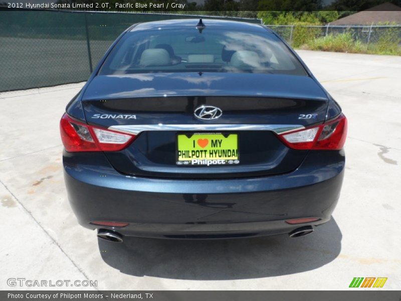 Pacific Blue Pearl / Gray 2012 Hyundai Sonata Limited 2.0T