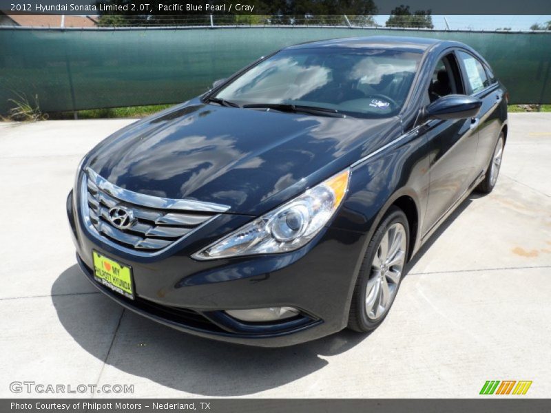 Pacific Blue Pearl / Gray 2012 Hyundai Sonata Limited 2.0T