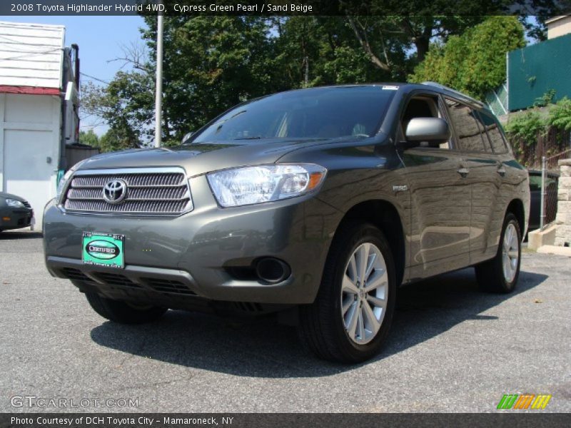 Cypress Green Pearl / Sand Beige 2008 Toyota Highlander Hybrid 4WD