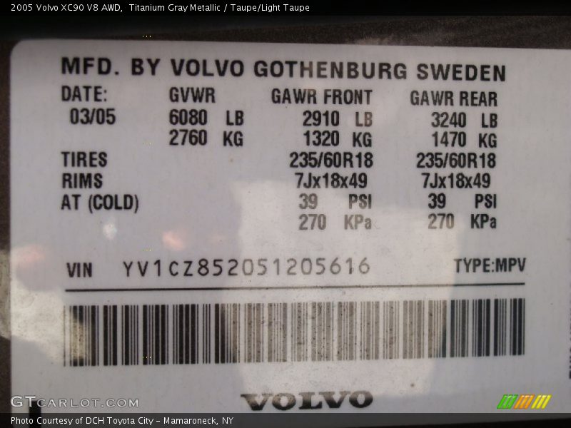 Titanium Gray Metallic / Taupe/Light Taupe 2005 Volvo XC90 V8 AWD