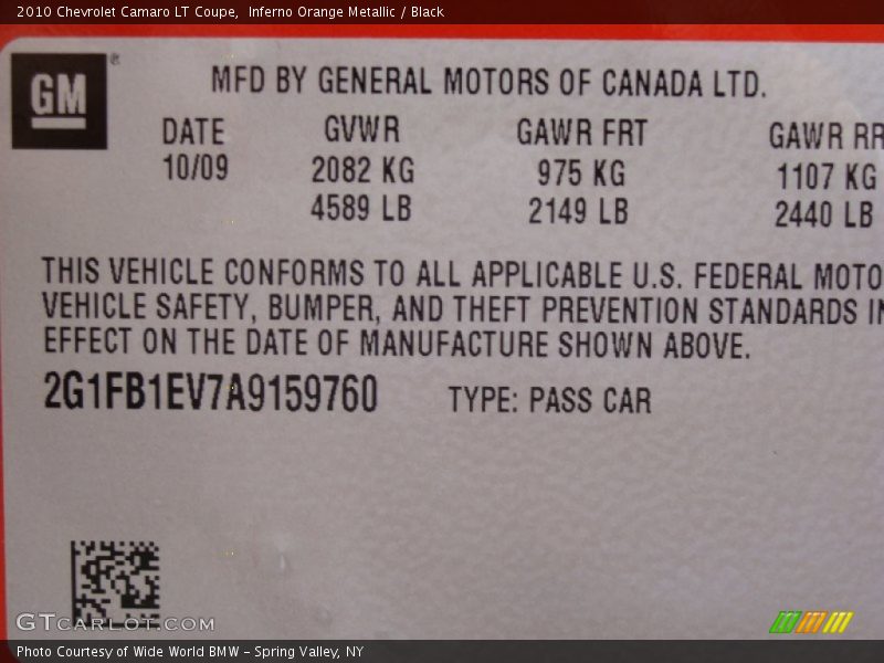Inferno Orange Metallic / Black 2010 Chevrolet Camaro LT Coupe
