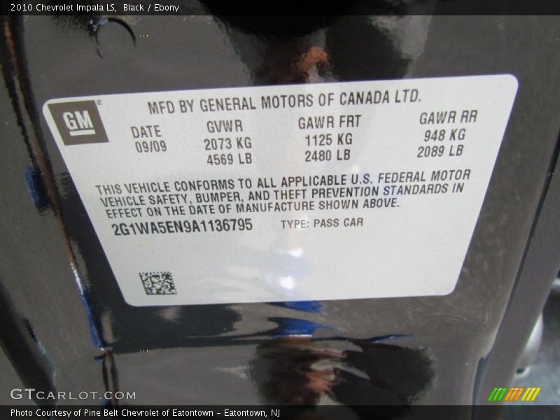 Black / Ebony 2010 Chevrolet Impala LS
