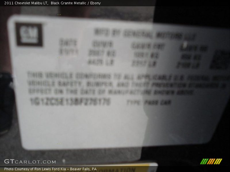Black Granite Metallic / Ebony 2011 Chevrolet Malibu LT