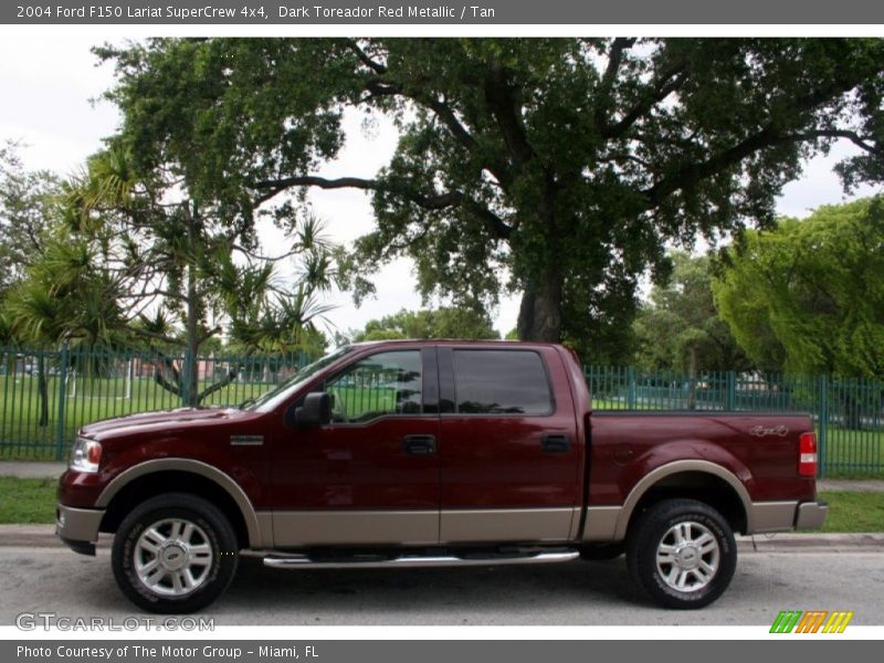 Dark Toreador Red Metallic / Tan 2004 Ford F150 Lariat SuperCrew 4x4