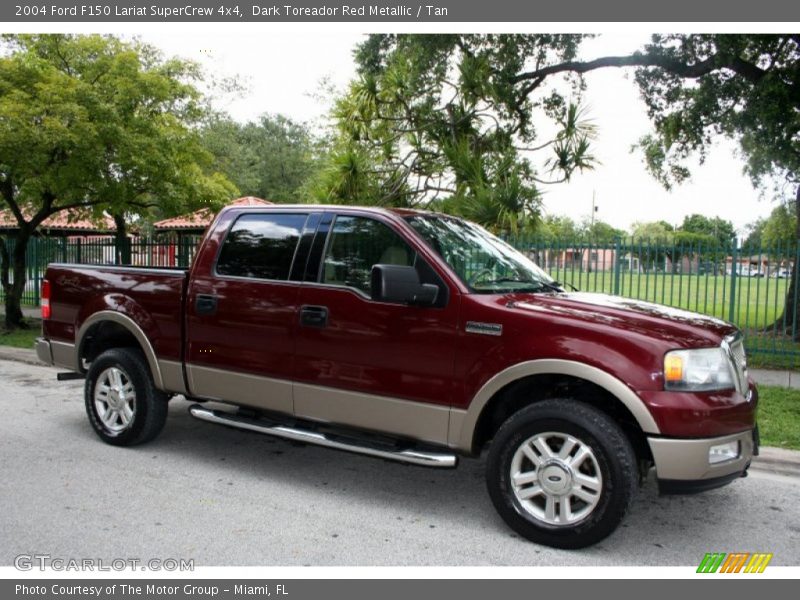 Dark Toreador Red Metallic / Tan 2004 Ford F150 Lariat SuperCrew 4x4