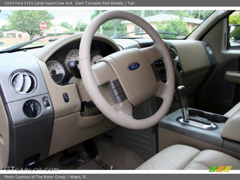 Dark Toreador Red Metallic / Tan 2004 Ford F150 Lariat SuperCrew 4x4