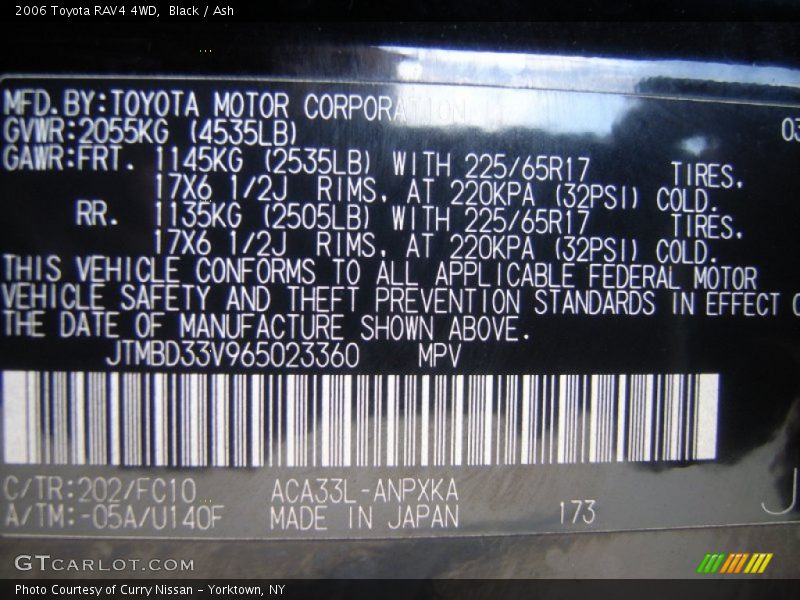 Black / Ash 2006 Toyota RAV4 4WD