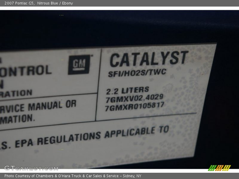Nitrous Blue / Ebony 2007 Pontiac G5