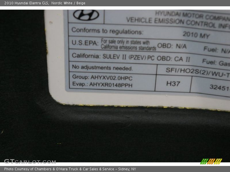 Nordic White / Beige 2010 Hyundai Elantra GLS