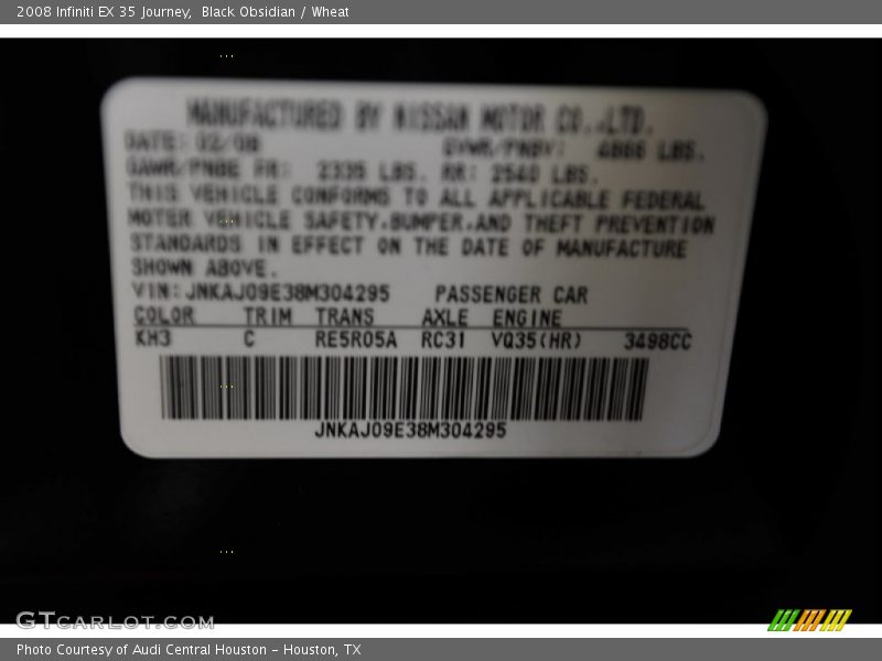 Black Obsidian / Wheat 2008 Infiniti EX 35 Journey