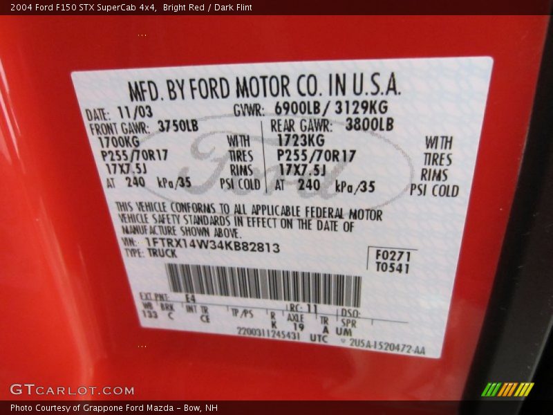 Bright Red / Dark Flint 2004 Ford F150 STX SuperCab 4x4