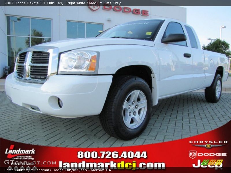 Bright White / Medium Slate Gray 2007 Dodge Dakota SLT Club Cab