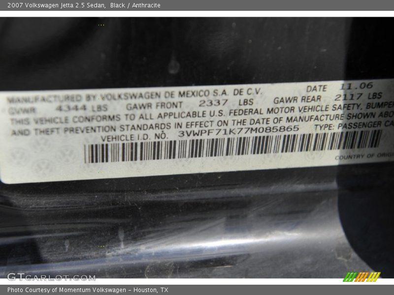 Black / Anthracite 2007 Volkswagen Jetta 2.5 Sedan