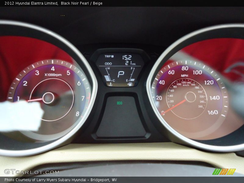 Black Noir Pearl / Beige 2012 Hyundai Elantra Limited