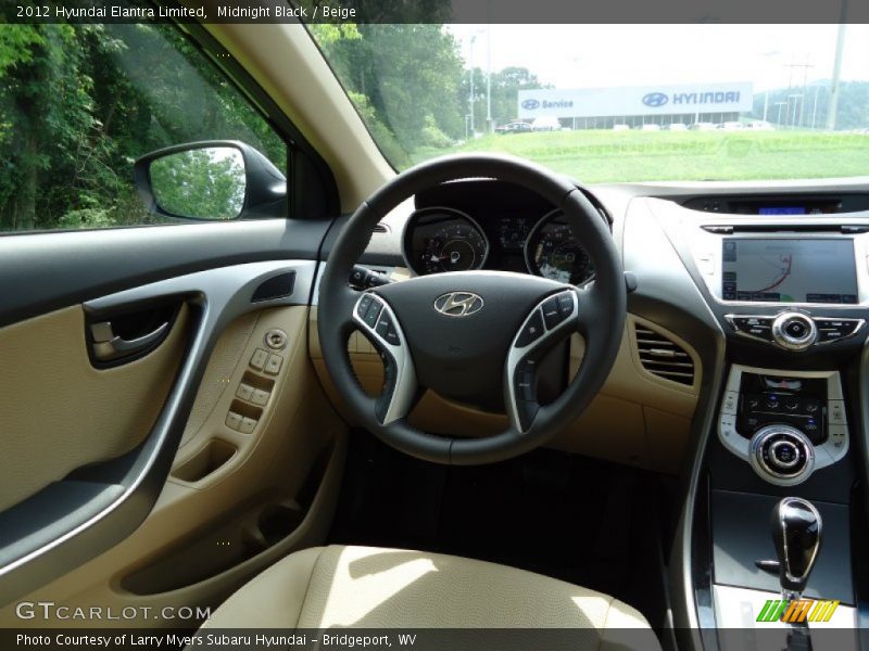 Midnight Black / Beige 2012 Hyundai Elantra Limited