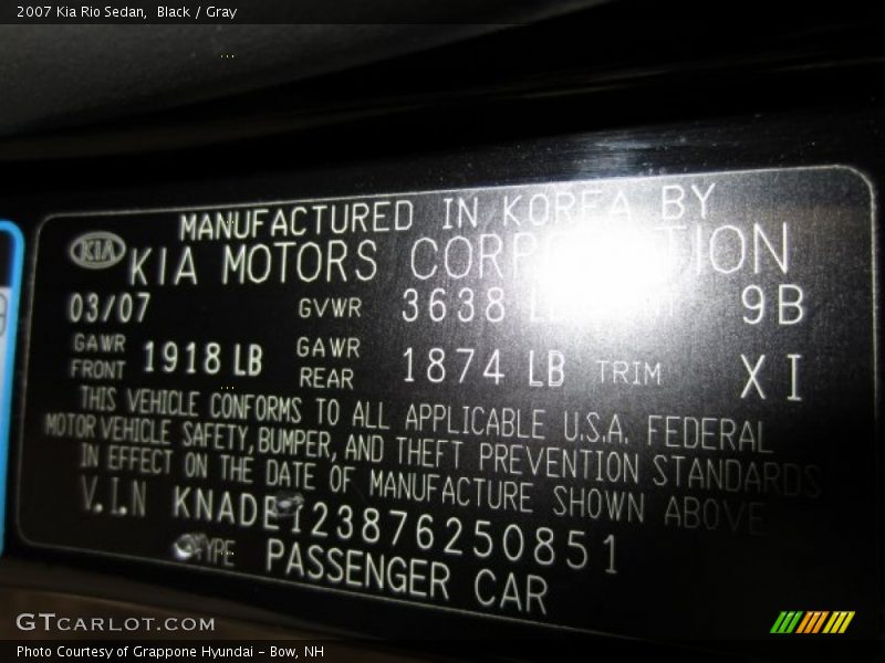 Black / Gray 2007 Kia Rio Sedan