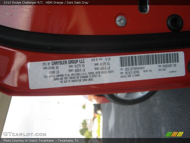 HEMI Orange / Dark Slate Gray 2010 Dodge Challenger R/T