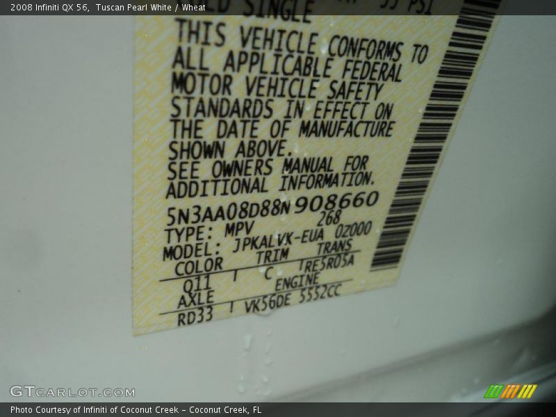 Tuscan Pearl White / Wheat 2008 Infiniti QX 56