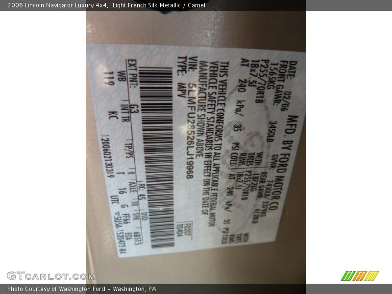 Light French Silk Metallic / Camel 2006 Lincoln Navigator Luxury 4x4