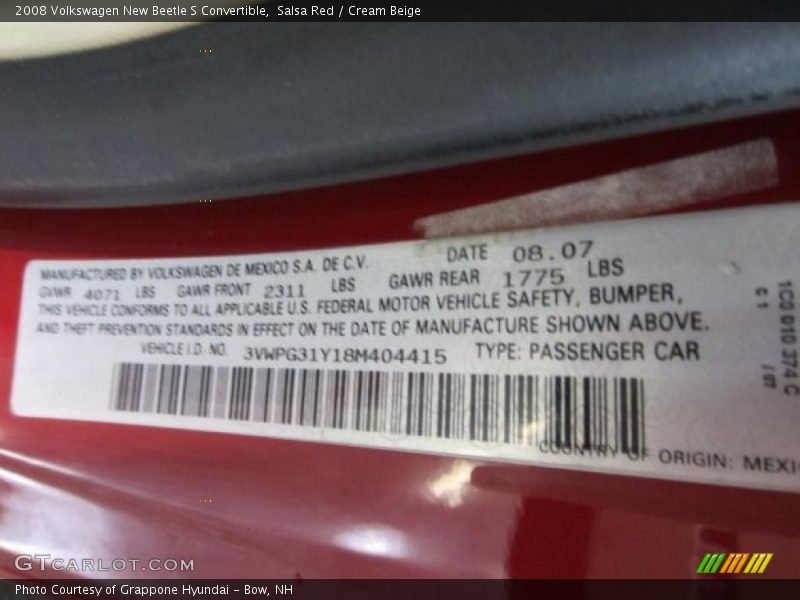 Salsa Red / Cream Beige 2008 Volkswagen New Beetle S Convertible