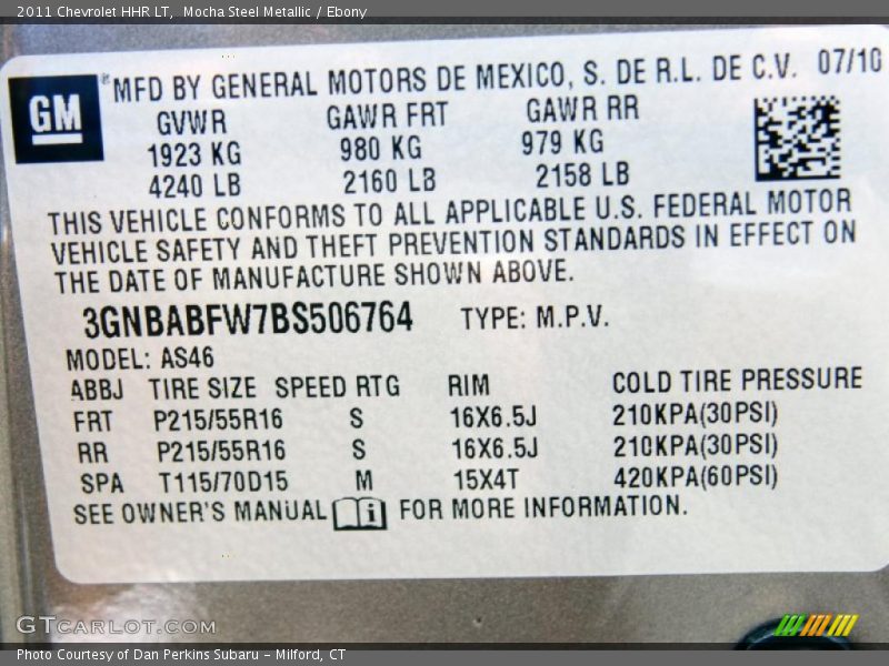 Mocha Steel Metallic / Ebony 2011 Chevrolet HHR LT