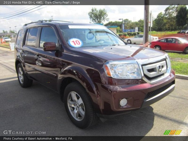 Dark Cherry Pearl / Beige 2010 Honda Pilot EX-L 4WD