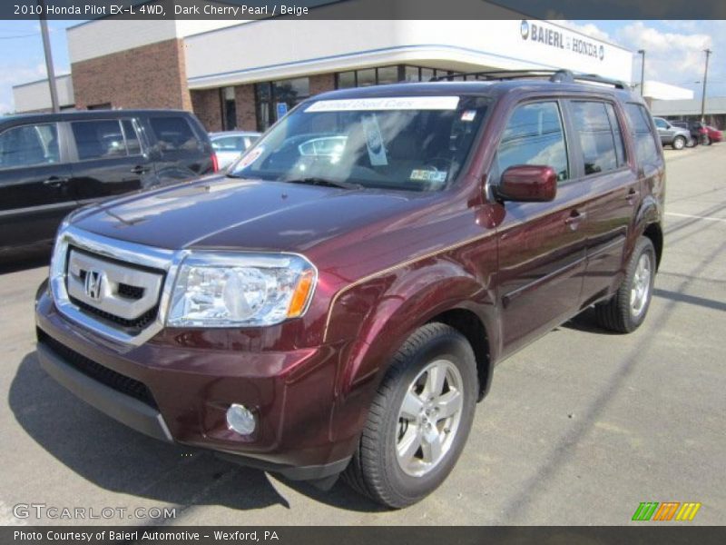 Dark Cherry Pearl / Beige 2010 Honda Pilot EX-L 4WD