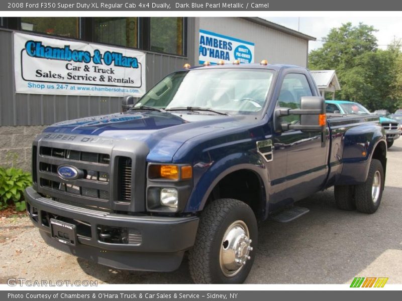 Dark Blue Pearl Metallic / Camel 2008 Ford F350 Super Duty XL Regular Cab 4x4 Dually