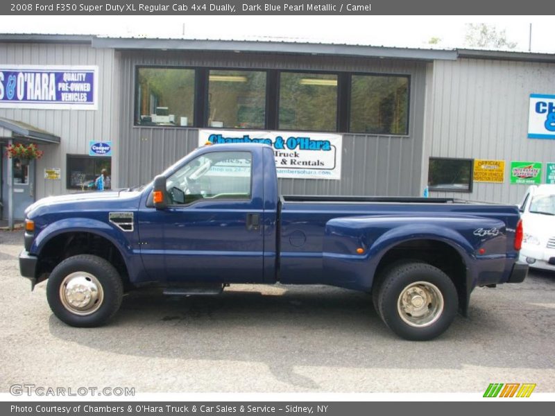Dark Blue Pearl Metallic / Camel 2008 Ford F350 Super Duty XL Regular Cab 4x4 Dually