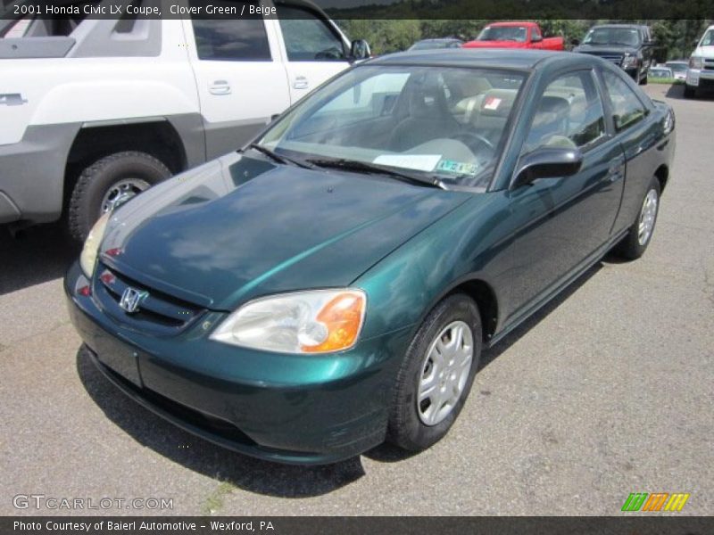 Clover Green / Beige 2001 Honda Civic LX Coupe
