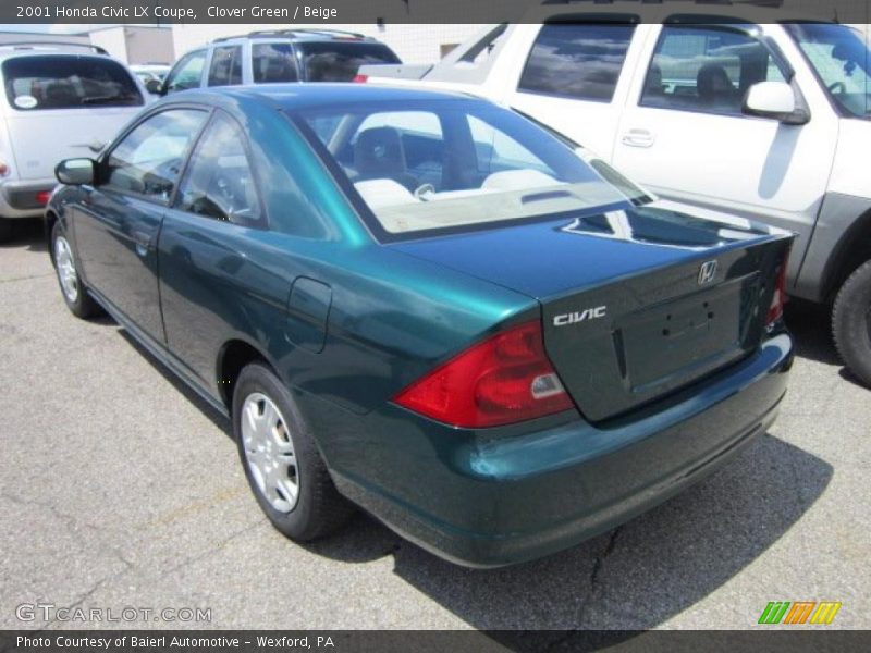 Clover Green / Beige 2001 Honda Civic LX Coupe