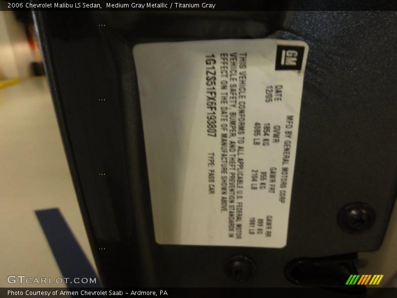 Medium Gray Metallic / Titanium Gray 2006 Chevrolet Malibu LS Sedan