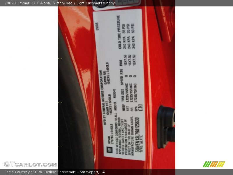 Victory Red / Light Cashmere/Ebony 2009 Hummer H3 T Alpha