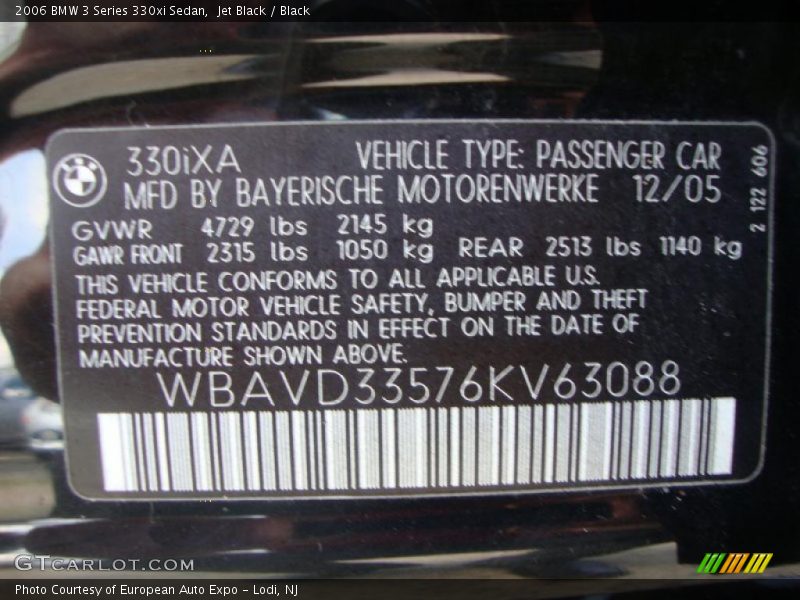 Jet Black / Black 2006 BMW 3 Series 330xi Sedan
