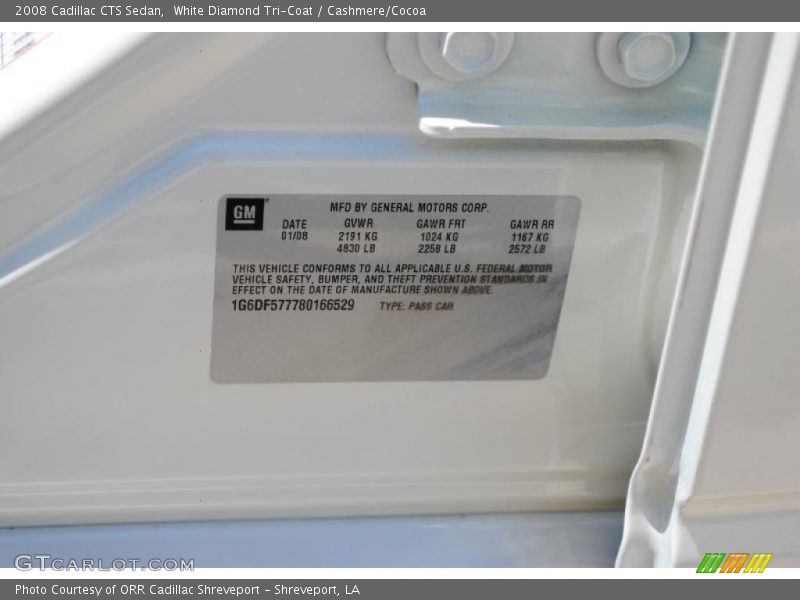 White Diamond Tri-Coat / Cashmere/Cocoa 2008 Cadillac CTS Sedan