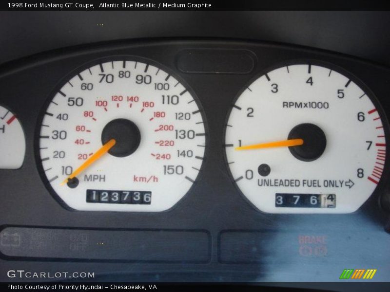 Atlantic Blue Metallic / Medium Graphite 1998 Ford Mustang GT Coupe