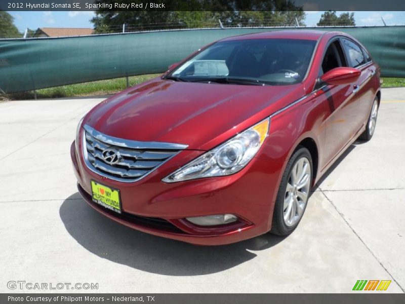 Sparkling Ruby Red / Black 2012 Hyundai Sonata SE