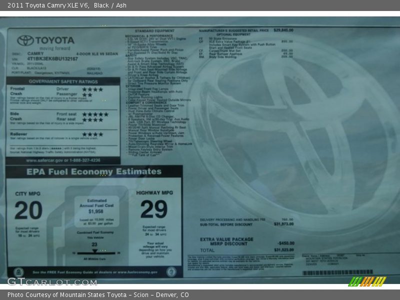 Black / Ash 2011 Toyota Camry XLE V6