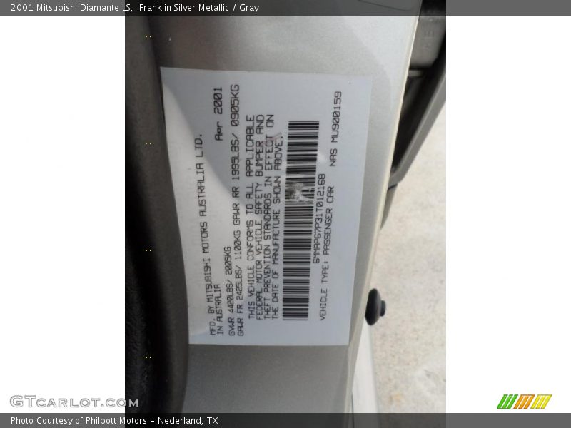 Franklin Silver Metallic / Gray 2001 Mitsubishi Diamante LS