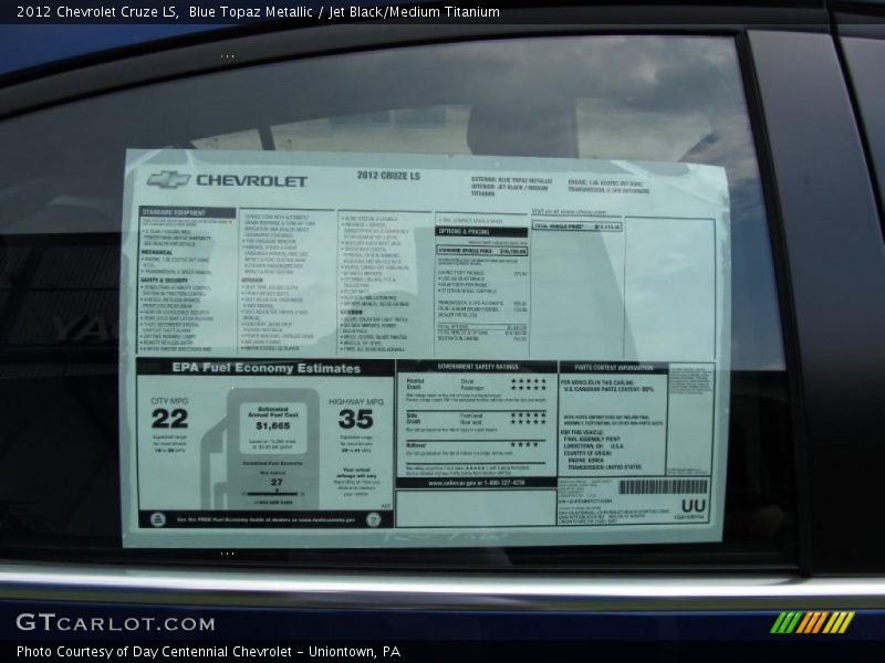  2012 Cruze LS Window Sticker
