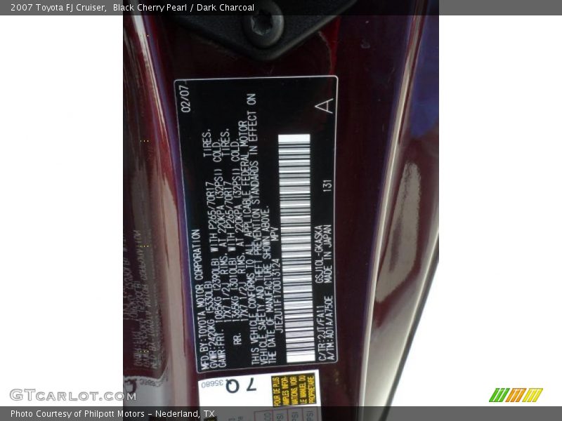 Black Cherry Pearl / Dark Charcoal 2007 Toyota FJ Cruiser