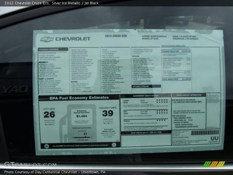  2012 Cruze Eco Window Sticker