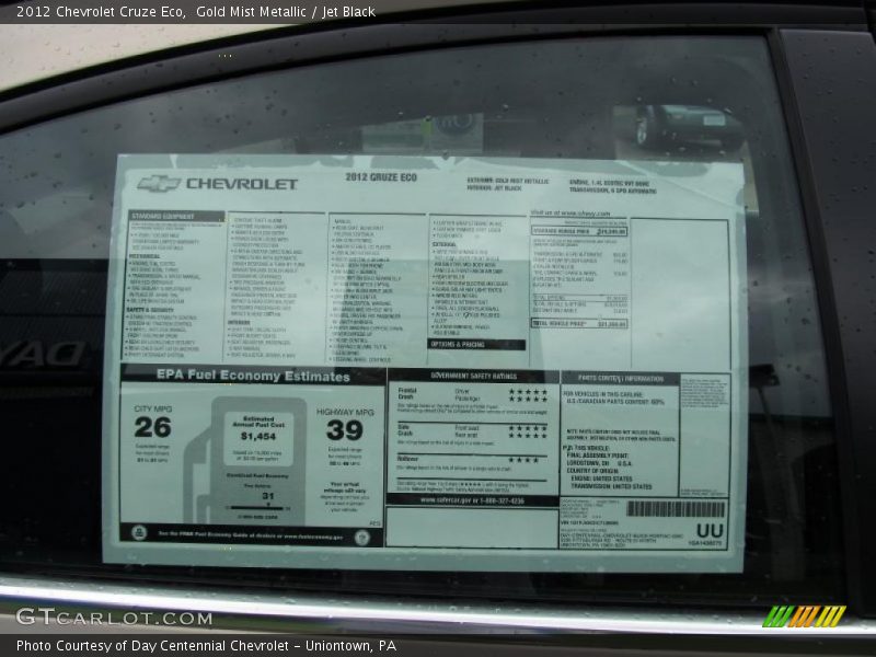  2012 Cruze Eco Window Sticker