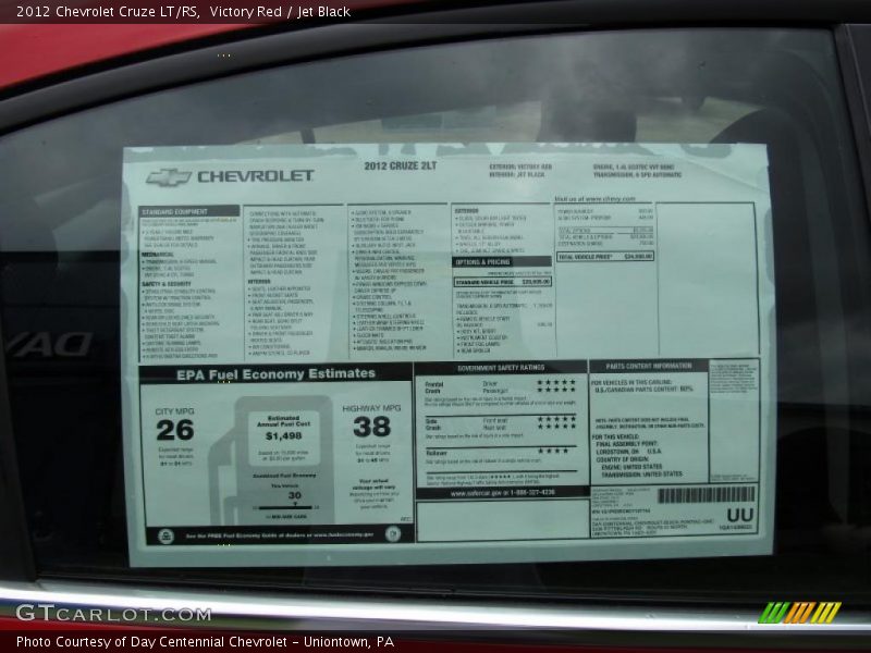  2012 Cruze LT/RS Window Sticker
