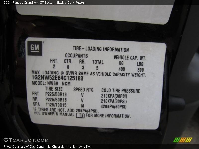 Black / Dark Pewter 2004 Pontiac Grand Am GT Sedan