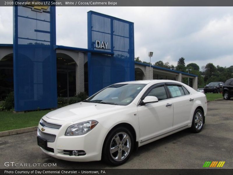 White / Cocoa/Cashmere Beige 2008 Chevrolet Malibu LTZ Sedan