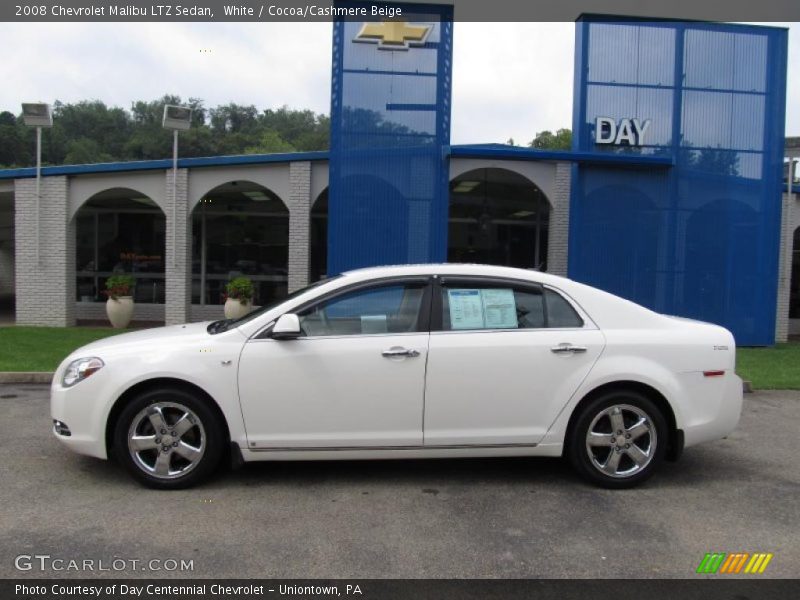 White / Cocoa/Cashmere Beige 2008 Chevrolet Malibu LTZ Sedan