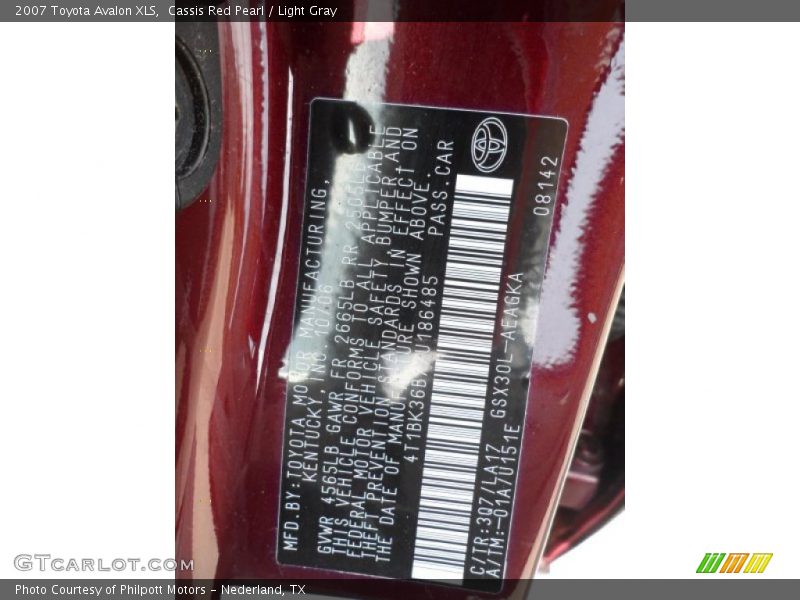 Cassis Red Pearl / Light Gray 2007 Toyota Avalon XLS